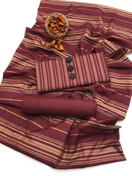 Lawn 3pc Multani Khaddi | Mehroon