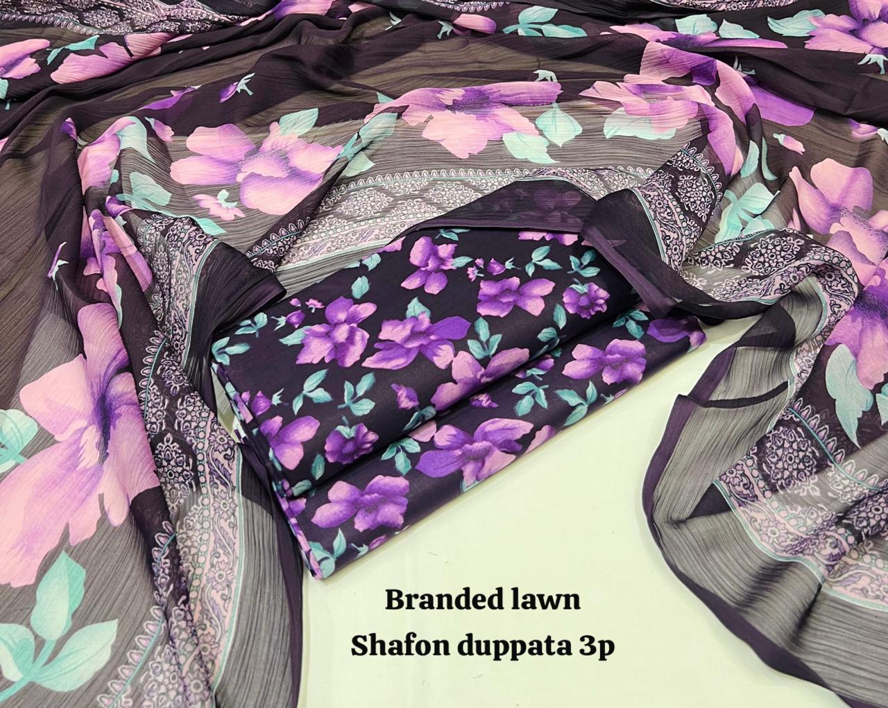Lawn 3PC โ Chiffon Dupatta โ D-105