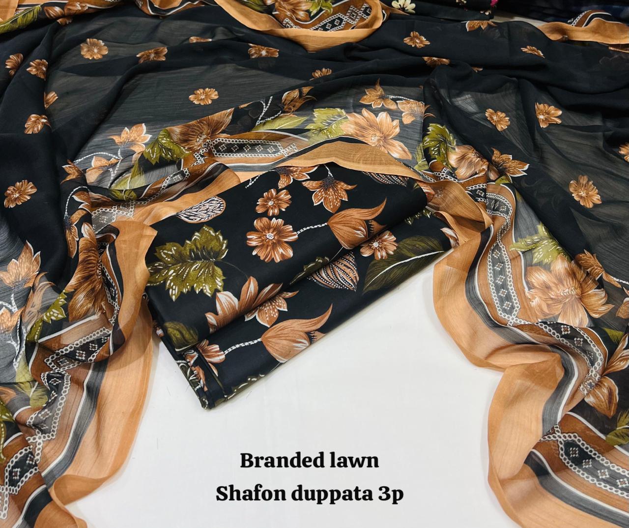 Lawn 3PC โ Chiffon Dupatta โ D-107