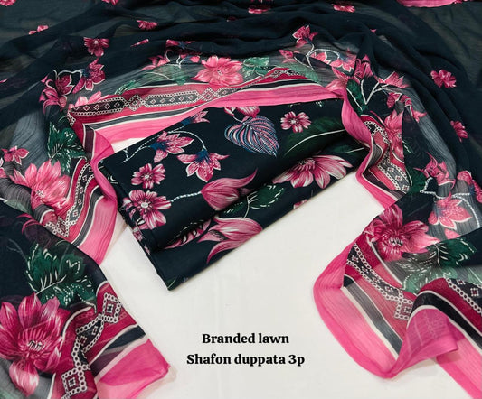 Lawn 3PC – Chiffon Dupatta – D-108