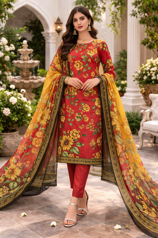 Lawn 3PC – Chiffon Dupatta – D-102