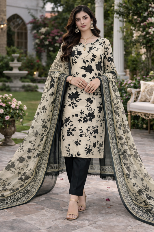 Lawn 3PC – Chiffon Dupatta – D-101