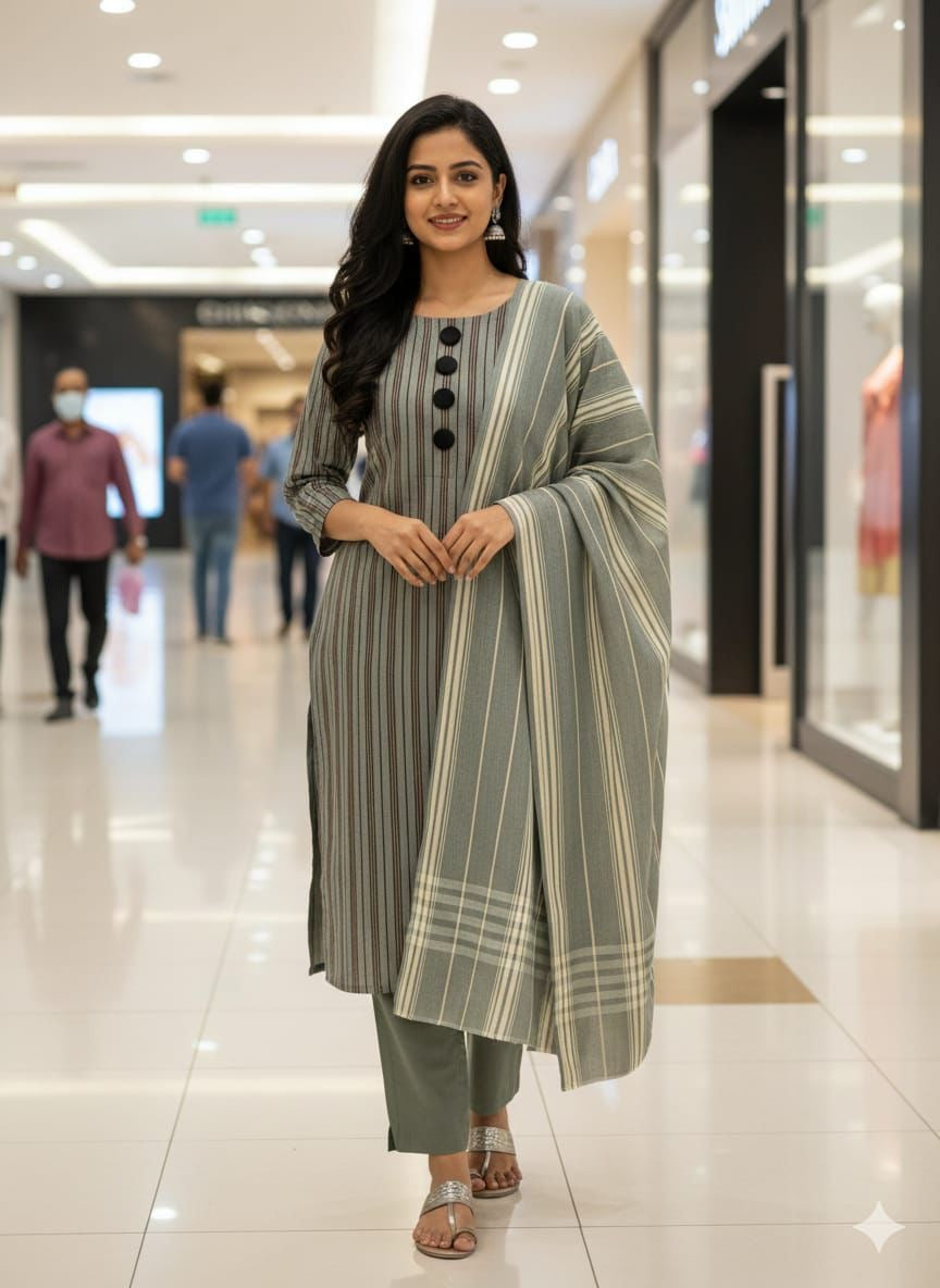 Lawn 3pc Multani Khaddi | Grey