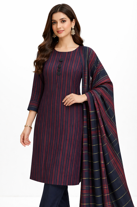 Lawn 3pc Multani Khaddi | Black