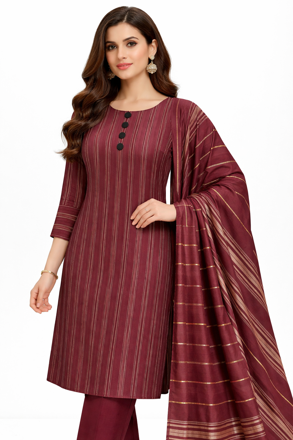 Lawn 3pc Multani Khaddi | Mehroon