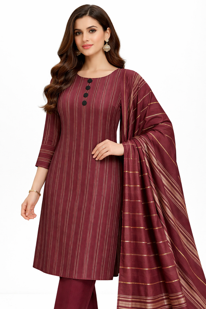 Lawn 3pc Multani Khaddi | Mehroon