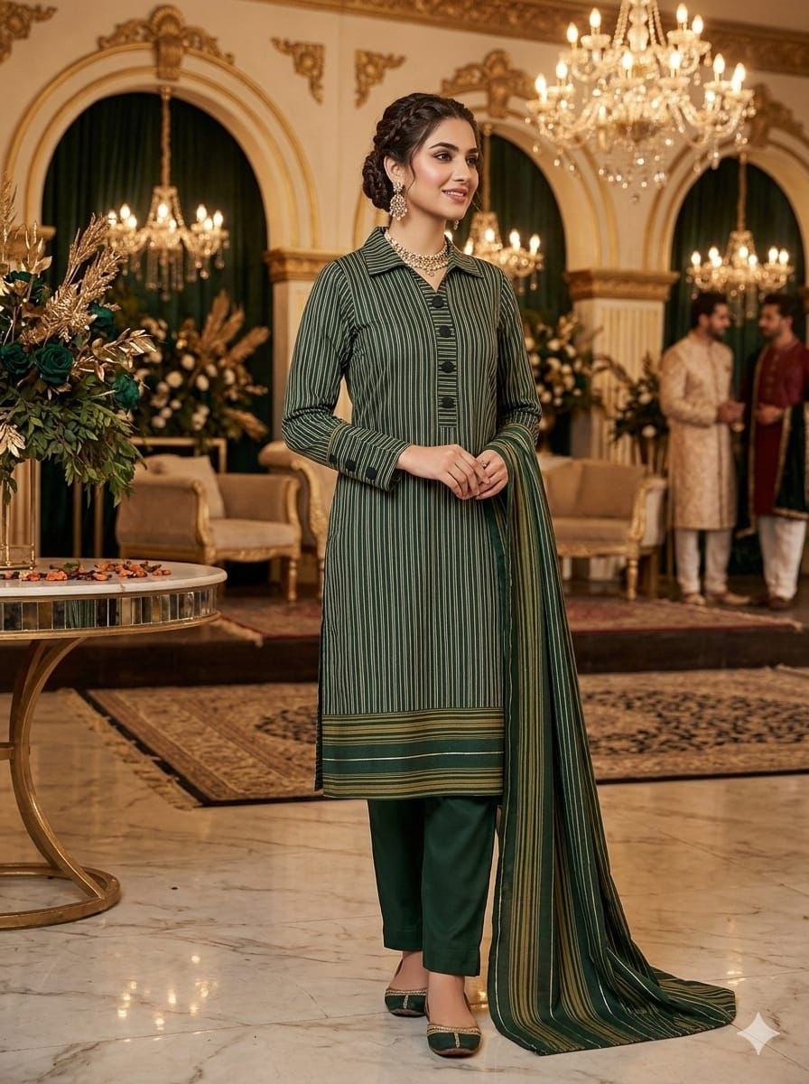 Lawn 3pc Multani Khaddi | Green