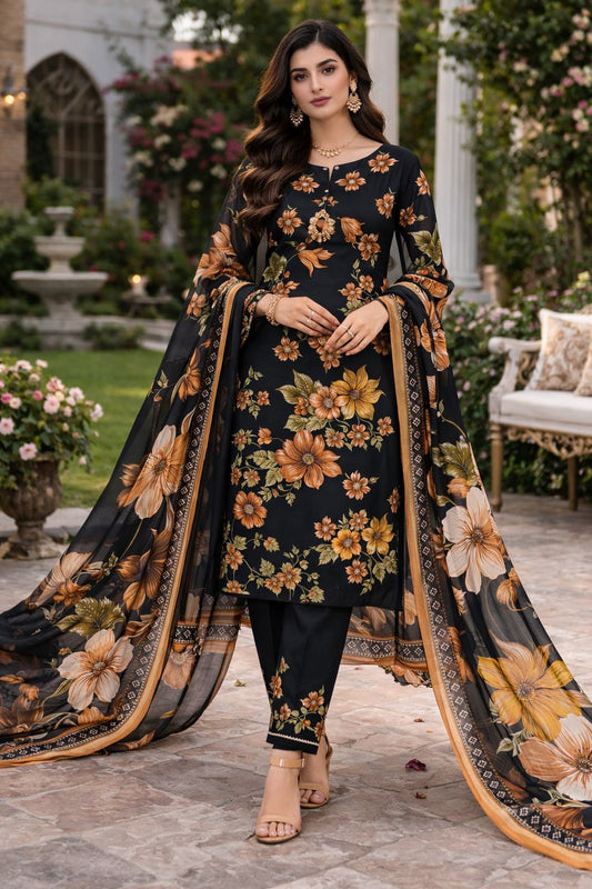 Lawn 3PC – Chiffon Dupatta – D-107